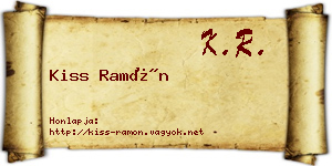 Kiss Ramón névjegykártya